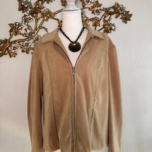 Tan suede look zip jacket
